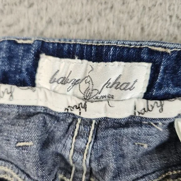 Baby Phat Jeans Junior 11 Bootcut High Rise Stretch Logo Cat Y2K Center Sea - Picture 10 of 11